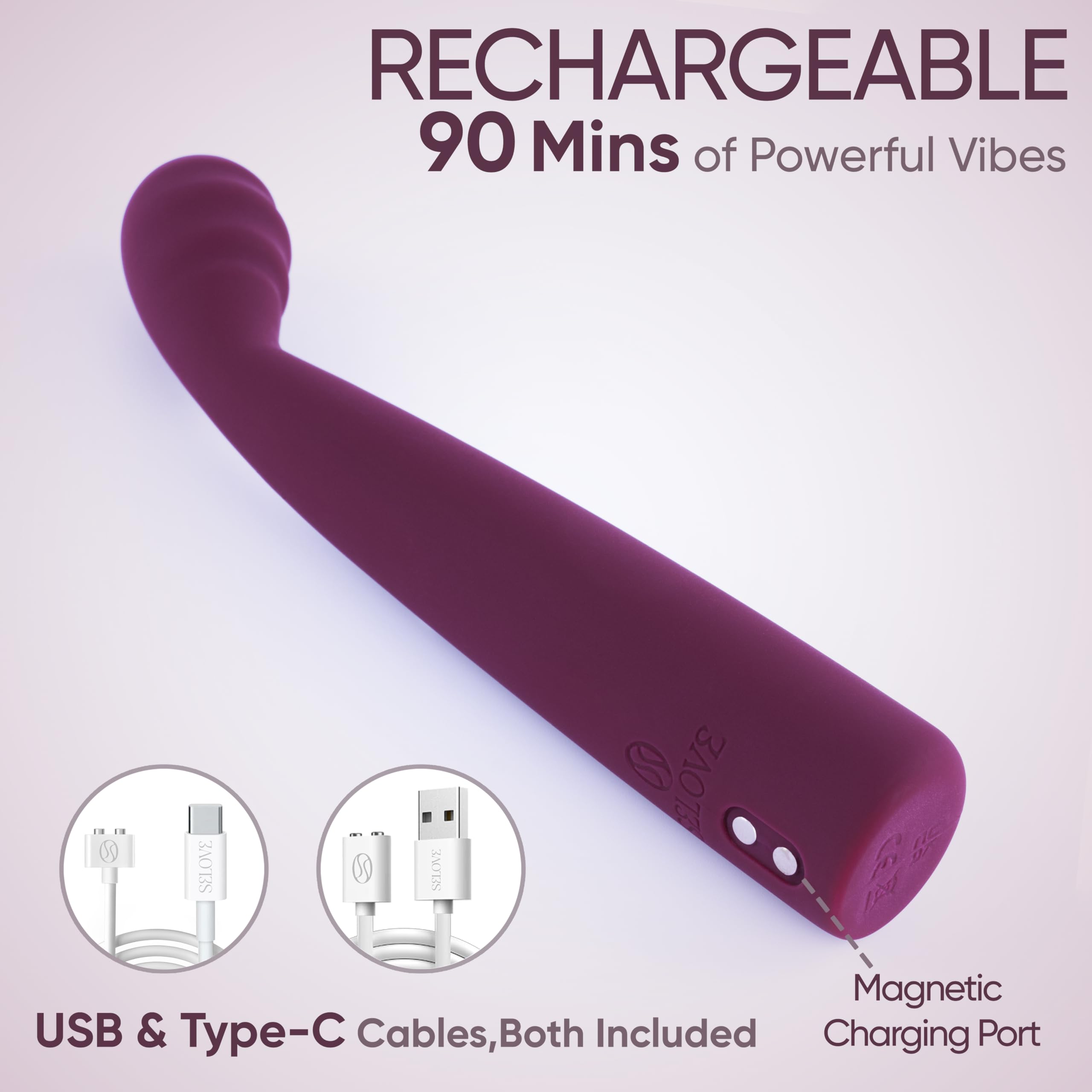 SELOVE – Vibratore Punto G Slim con Testa Zigrinata a Forma di Dito e Collo Flessibile