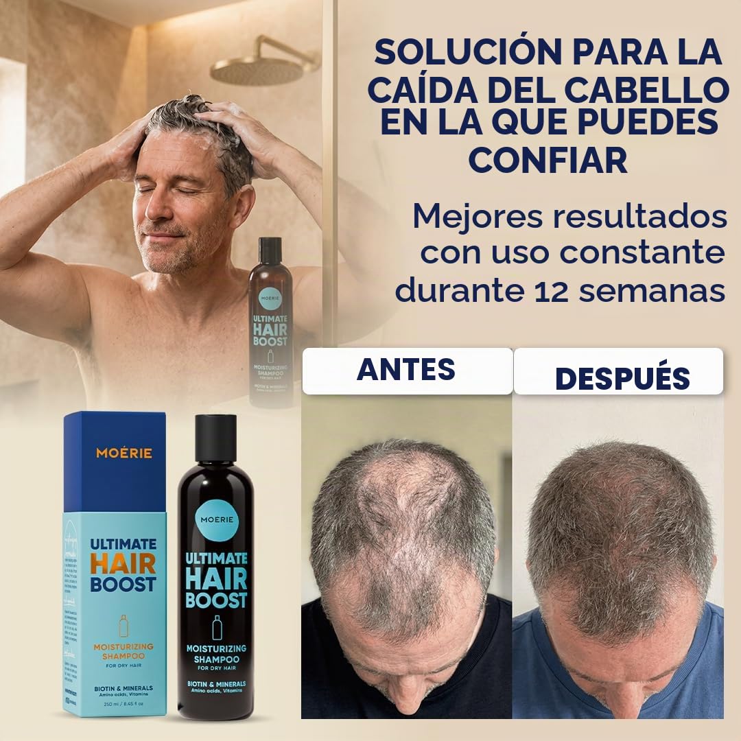 Champú Moerie champu de cabello crecimiento - cabello más largo y grueso - más volumen - vegano - Libre de parabenos y siliconas - todo tipo - champu anticaida - tratamiento hidratante cabello X2