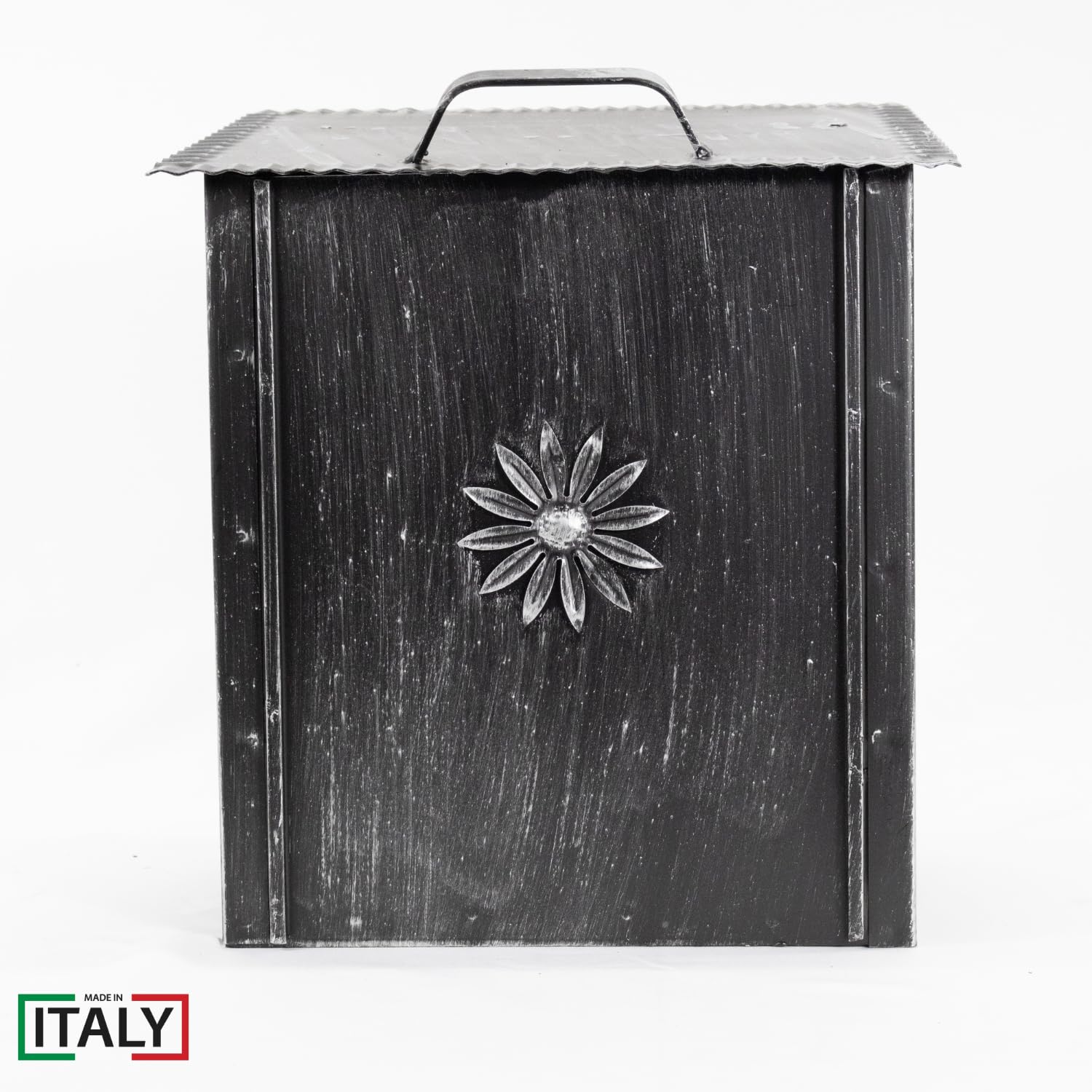 MOHOME Portapane Moderno da Tavola per Cucina in Ferro Contenitore per Pane Panini Baguette Biscotti Frutta Made in Italy Design Rustico 29 x 24 x 38 cm con Coperchio