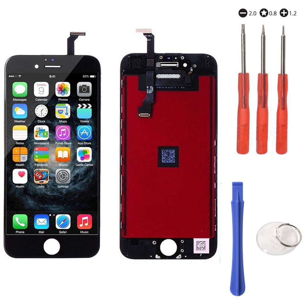 Mobofix Replacement Touch Screen for iPhone 6 (Black) Glass LCD Display Screen Digitizer Assembly with FREE Repair Tool Kits, Screen Protector Film