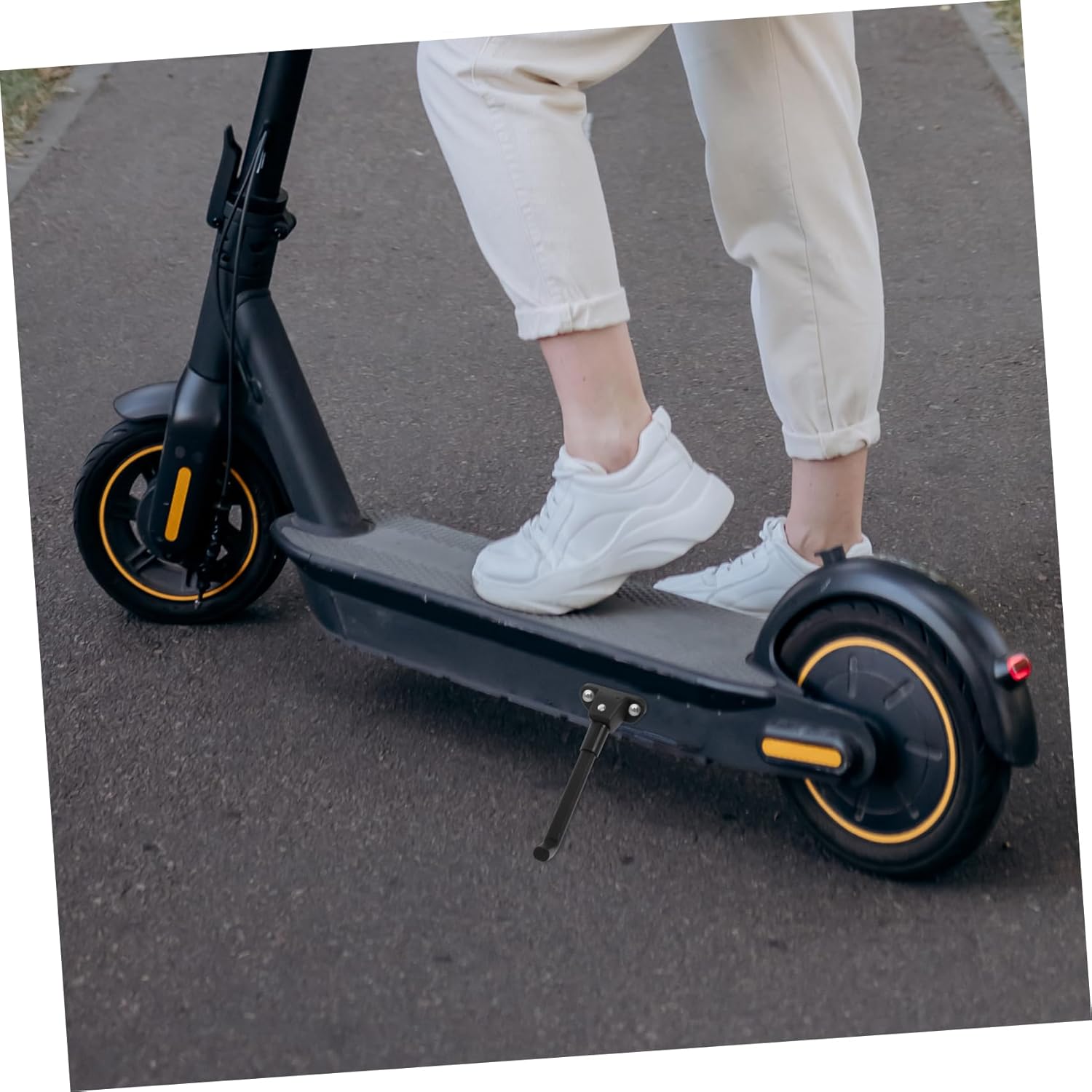 POPETPOP Electric Scooter Foot Support Bracket Aluminum Kickstand for Max Stable Parking for Daily Riders User