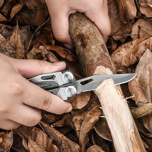 Miniatura 8 de Multiherramienta, alicates multiherramienta 19 en 1 con mango chapado en titanio, bloqueo de seguridad, herramienta EDC ligera y funda de nailon