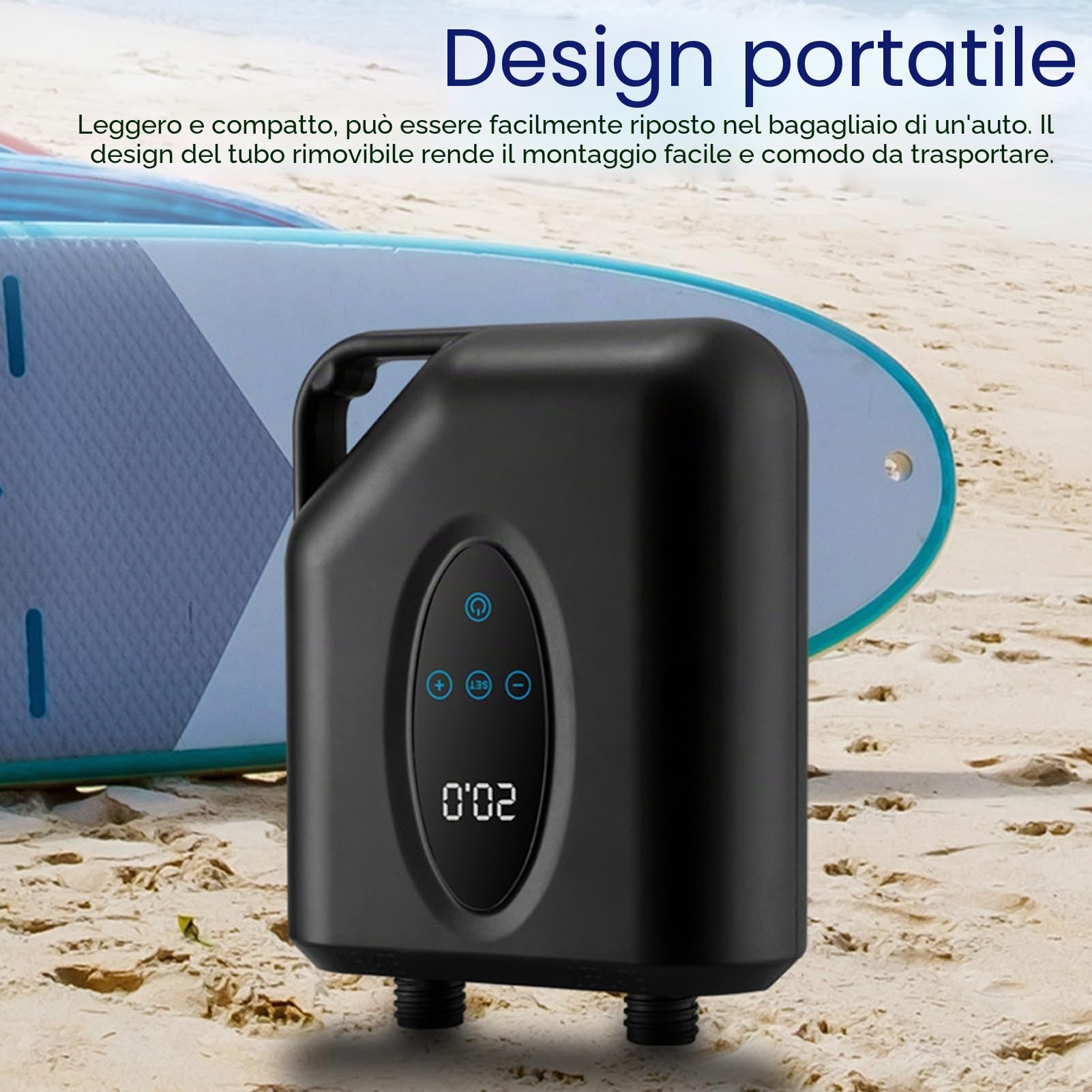 Kavolet SUP Pompa elettrica con maniglia, 20 PSI SUP, pompa ad aria elettrica, 12 V, portatile ad alta pressione con 6 ugelli, gonfiatore e deflatore per gonfiabili Stand Up Paddle Boards Kayak Barche