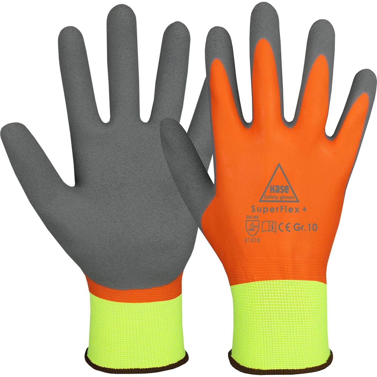 10 Paar Hase Safety Gloves Superflex+ Latex-Arbeitshandschuhe wasserdicht, rutschfeste Gartenhandschuhe Größe XL (10) bei Günstiger Preis