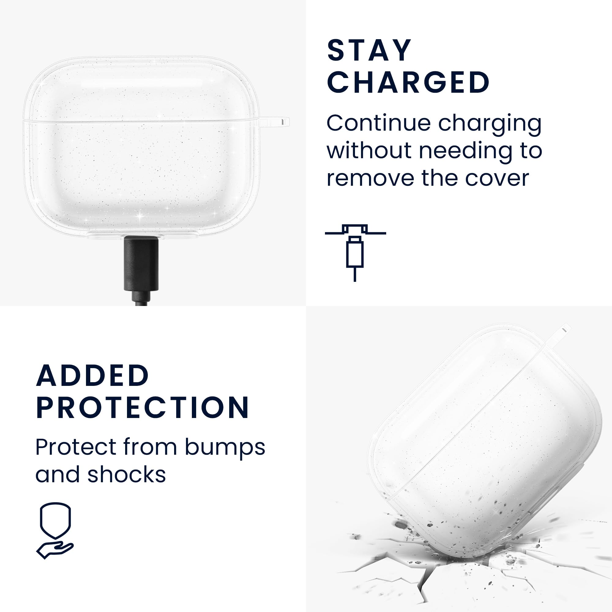 kwmobile Case Compatible with Apple AirPods Pro Cover - TPU Silicone - Wireless Headphones Case - Transparent - Image 4