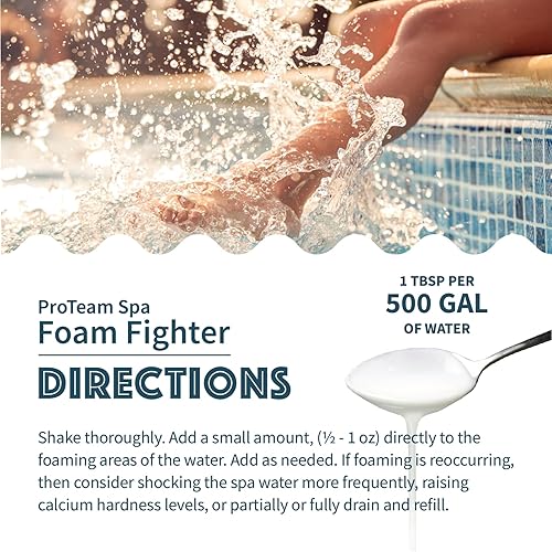 Miniatura 4 de ProTeam Spa Foam Fighter - Antiespumante para bañera de hidromasaje, eliminador de espuma de spa con guía de cuidado de productos químicos para