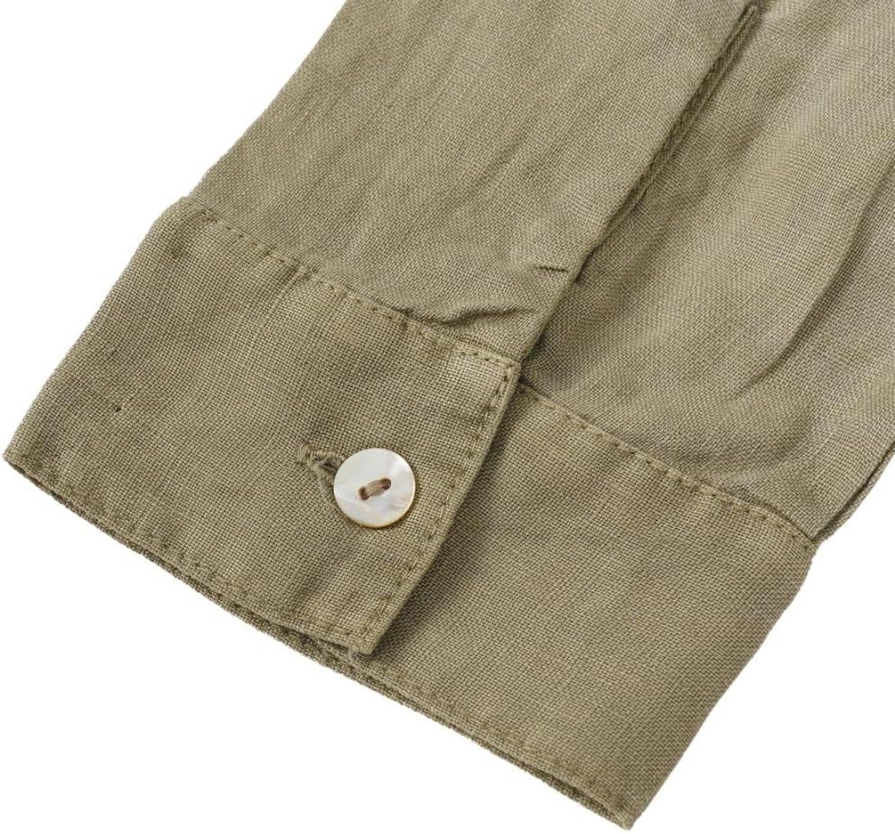 Amazhiyu Women's 100% Linen Plant-Dyed Long Sleeve Button-Down Shirt Blouse - Image 5