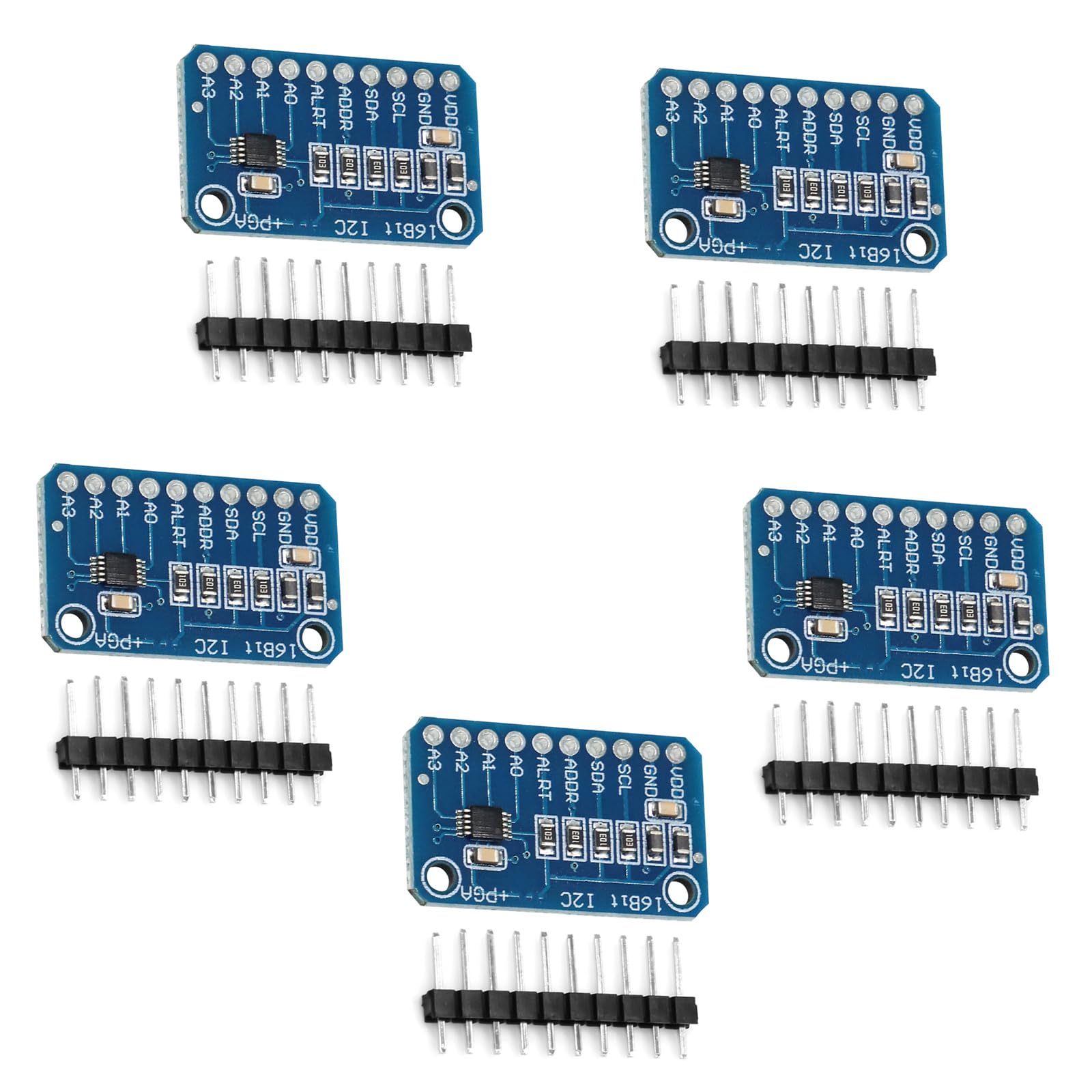5 pezzi ADC a 16 bit a 4 canali per convertitore analogico-digitale Modulo scheda di sviluppo compatibile con Ard-uino compatibile Modulo scheda di sviluppo Convertitore analogico-digitale
