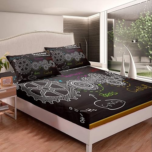 Miniatura 1 de Feelyou Juego de ropa de cama industrial, sábanas de equipo creativo para niños, adolescentes, estilo steampunk, juego de sábanas de cama con rueda