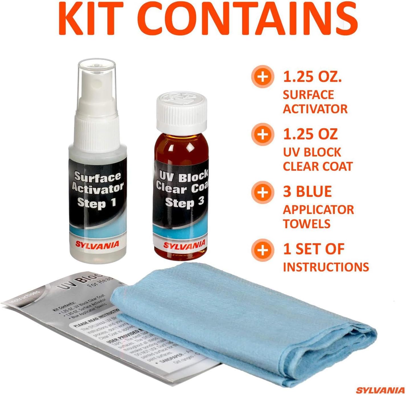 SYLVANIA - H11 XtraVision Bulbs and Headlight Restoration UV Block Clear Coat Bundle - 2 Bulbs and 1 Fl Oz
