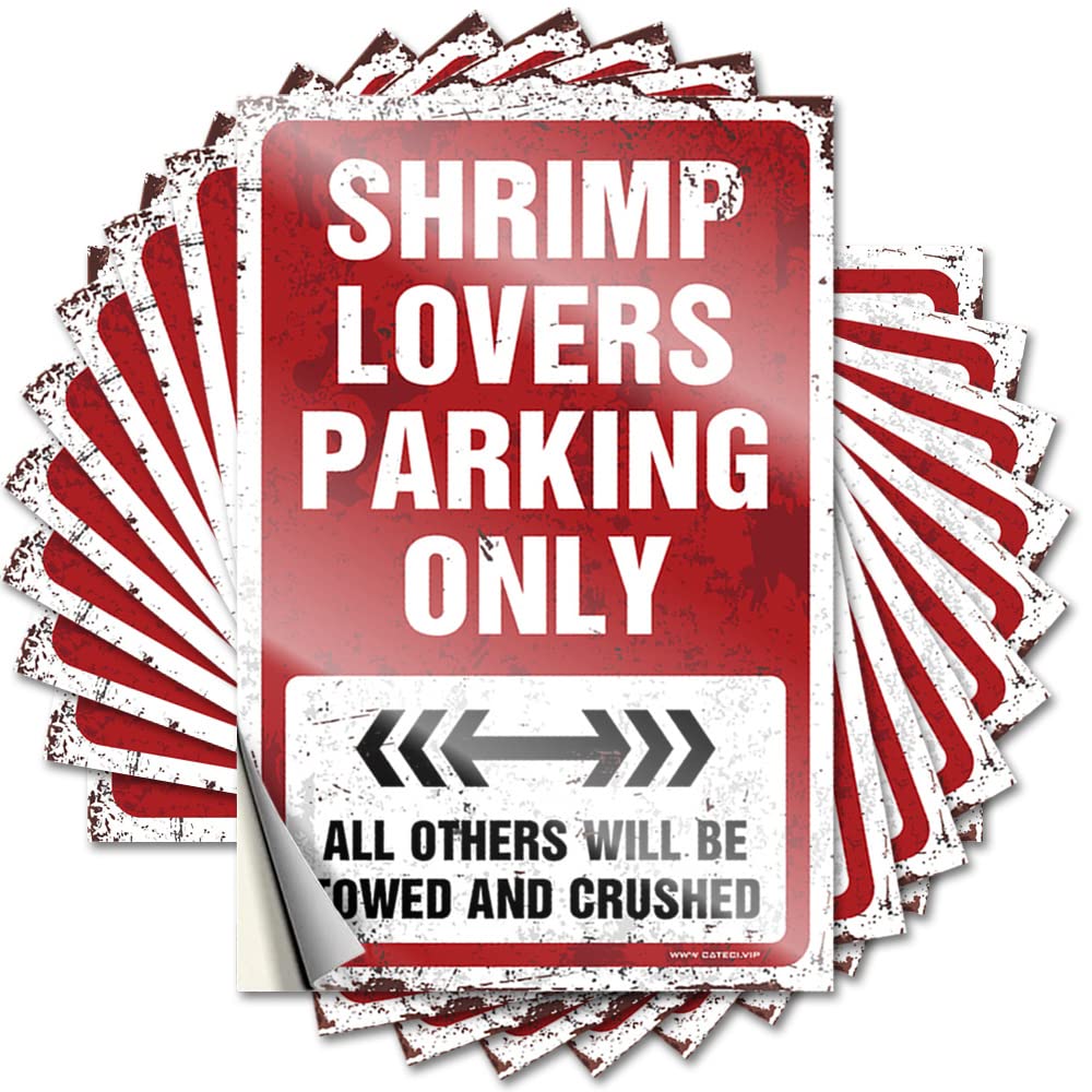 Lettering Sticker Outdoor Fall Decor Peel and Stick - Shrimp Lovers Parking Only Case Big Waterproof Vinyl for Motorcycle(12X18CM)