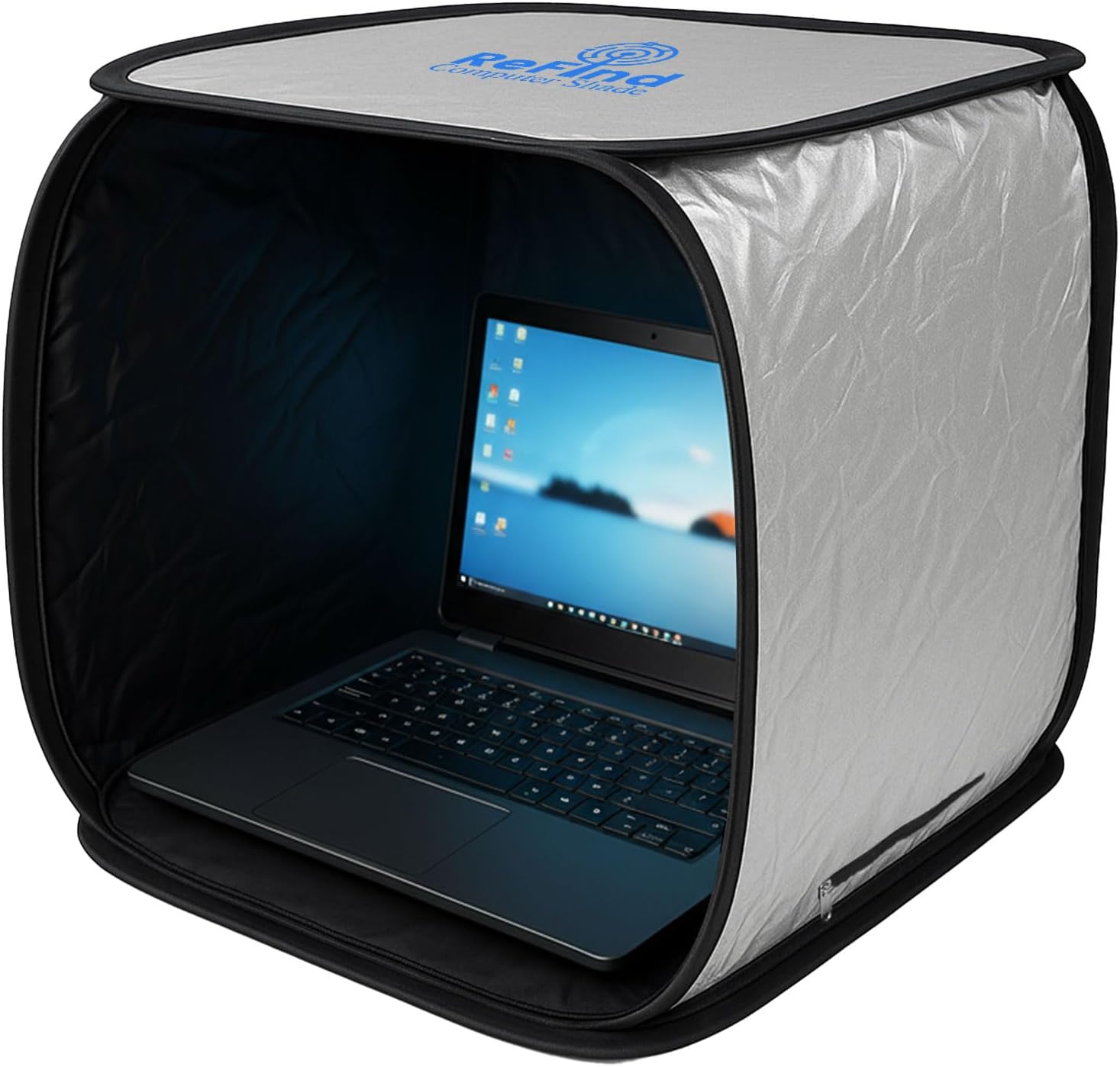 ReFind Parasole per Computer Portatile Protezione Antiriflesso. Lavora all'Aperto con Protezione Privacy, dal Calore e dalle Intemperie. Copertura per Laptop, iPhone, Tablet, iPad.