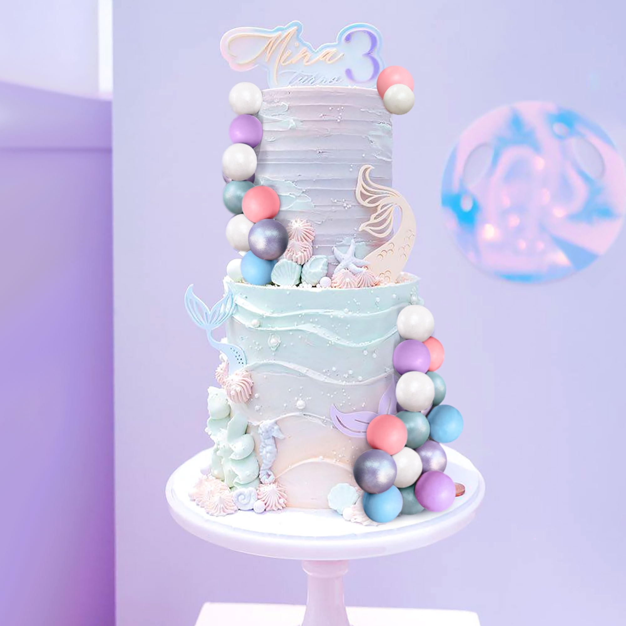 Roaring Good Time Mermaid Tail Cake Topper Under the Sea Cake Decoration Balls Cake Topper Mermaid Tail Cake Topper Mermaid Party Supplies - Image 4