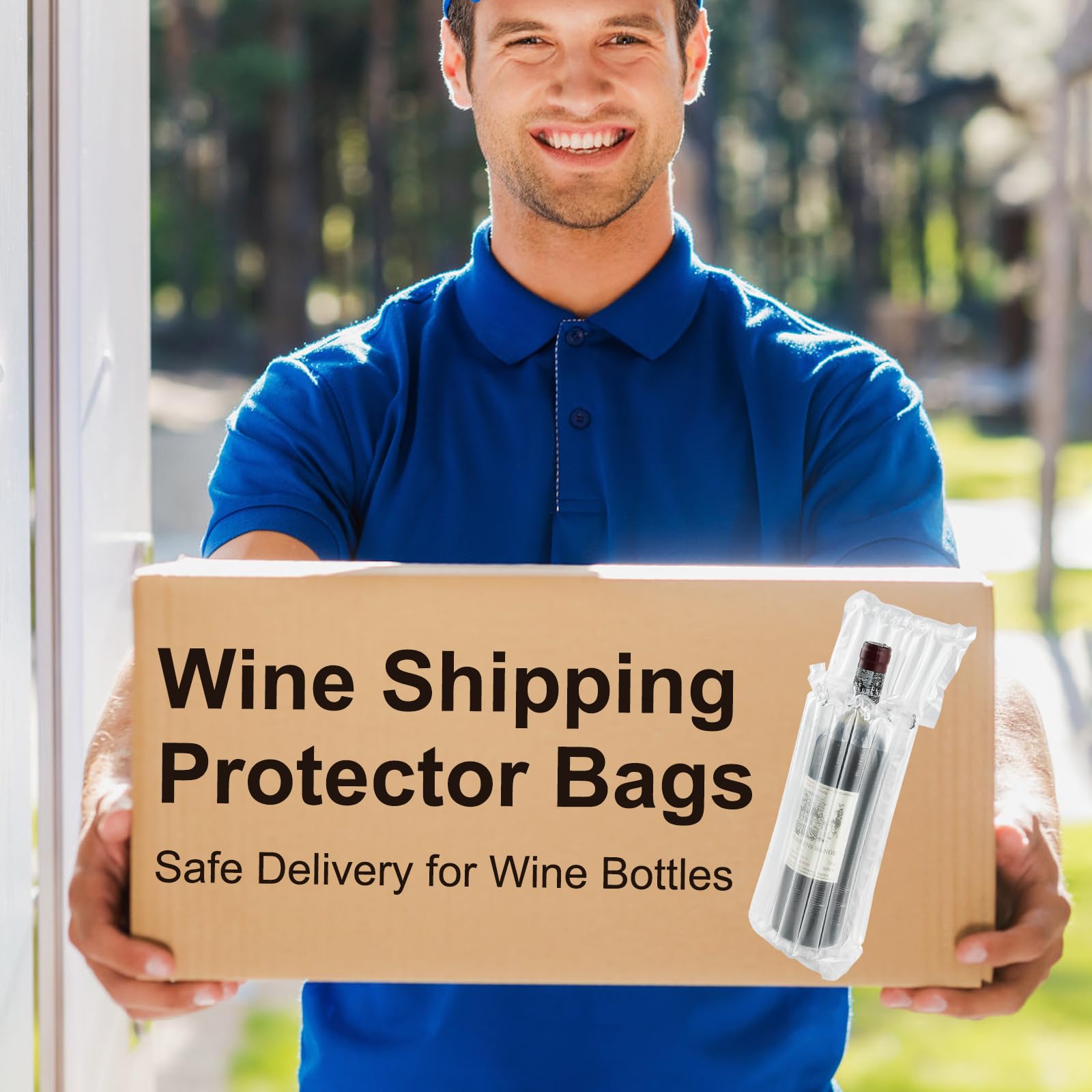 10 Protections Gonflables Pour Bouteilles De Vin - Sacs Air + Pompe - Transport Sécurisé - 10