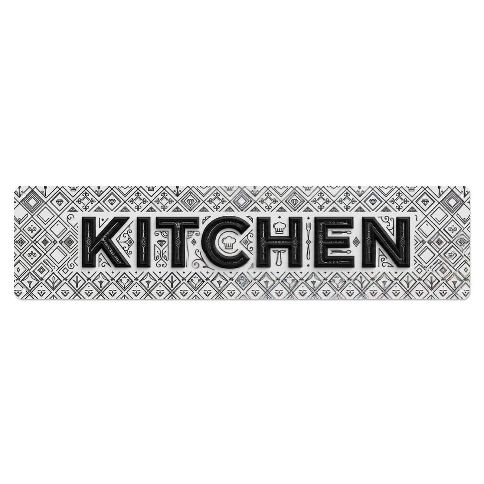 Kitchen Diamond Relief Contemporary Culinary Zone Vintage Metal Tin Sign Wall Decor for Cafe, Club, Garden Metal Poster 4x16Inch