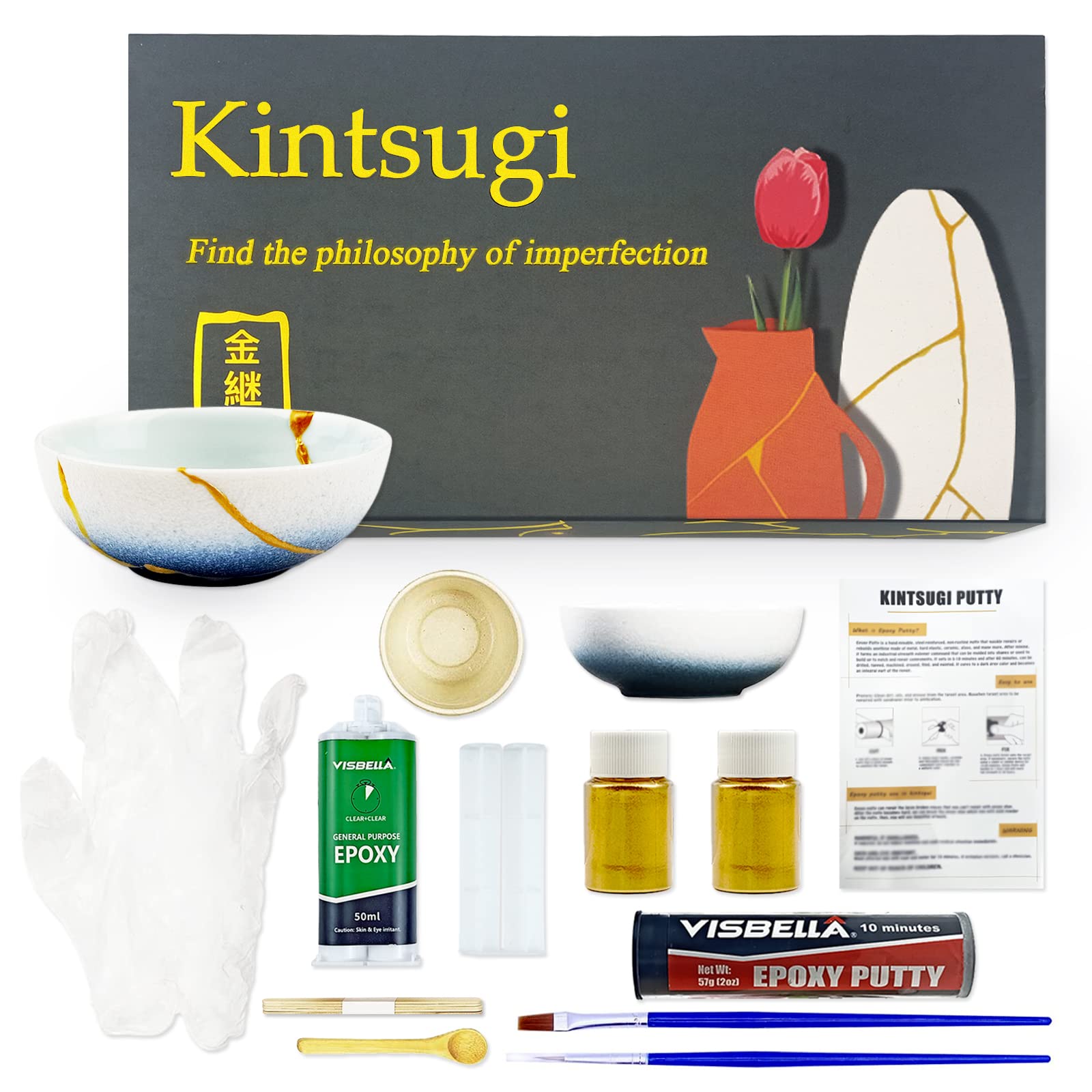 Kintsugi Repair Kit (Upgrade), Repair Your Cherish Ceramics with Gold