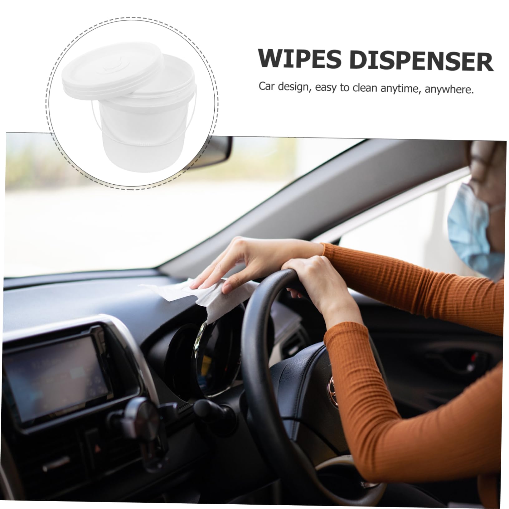 MAGICLULU Distributeur De Lingettes Ergonomique 2 Pièces Pour Salle De Bain Couvercle De Seau Rond Pour Lingettes De Voiture Support De Lingettes À Utiliser En Magasin