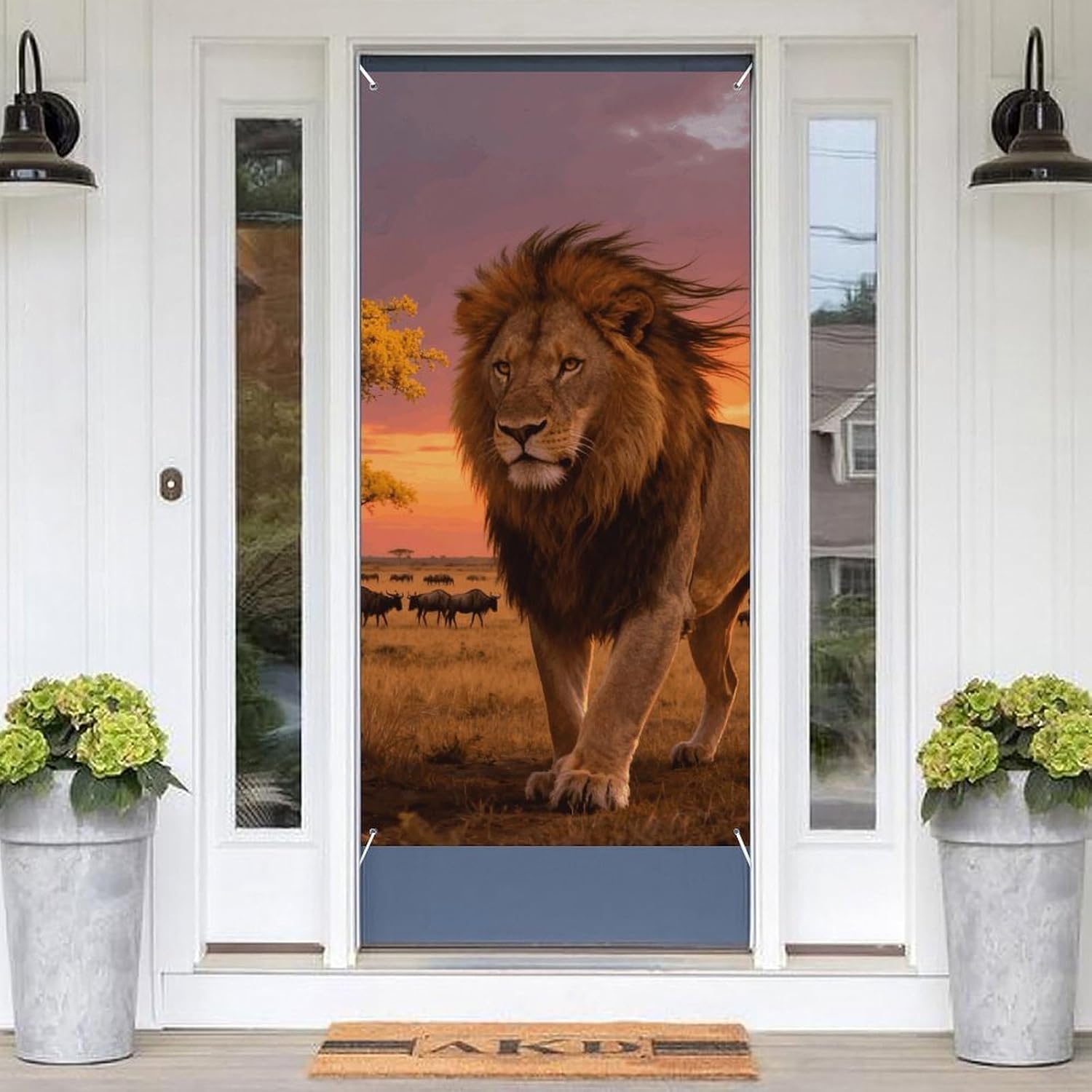 Prairie Lion Decoration Door Banner Welcome Door Cover image 3