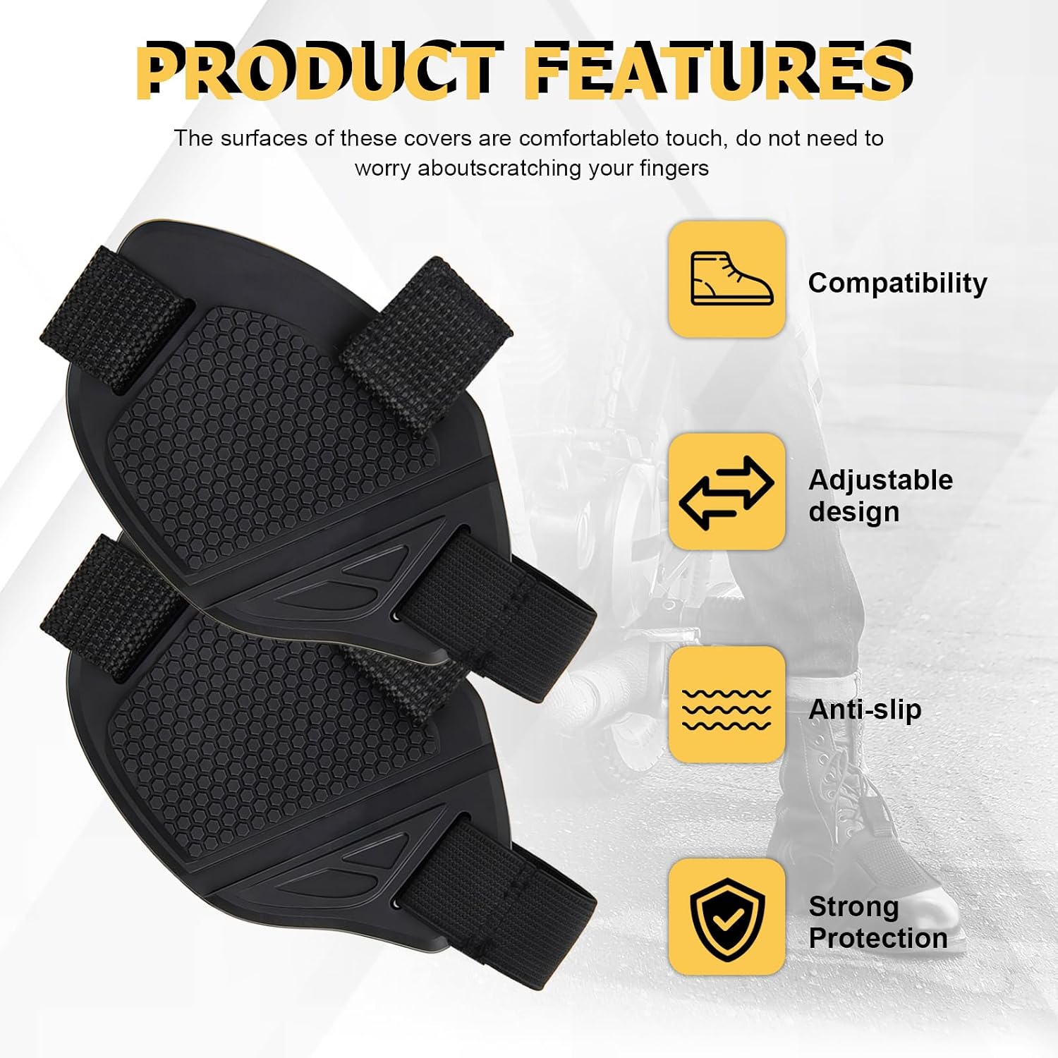 2Pcs Motorcycle Shift Pad, Anti-Slip Rubber Motorcycle Boot Cover (2)