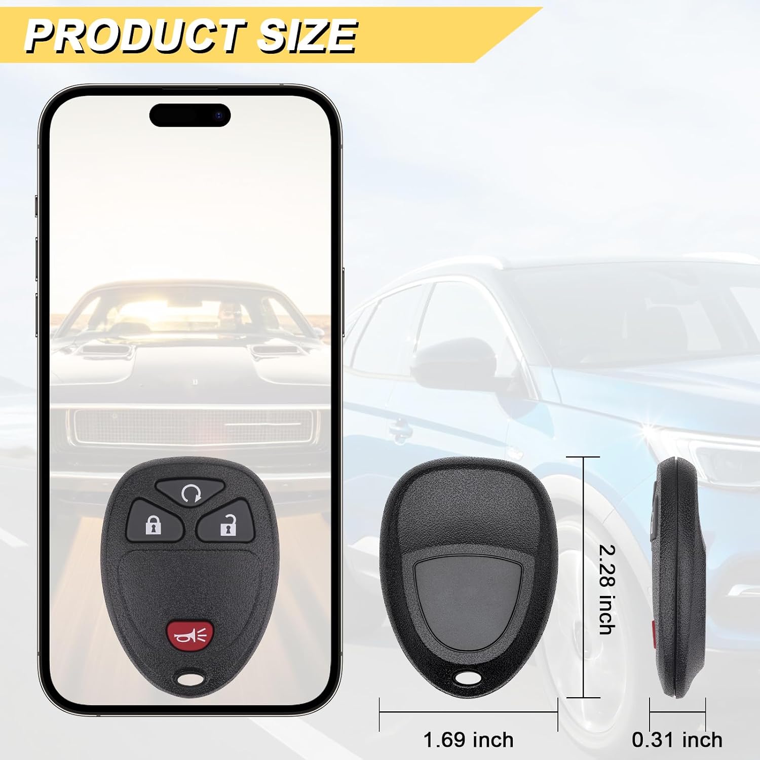 Vurkcy Key Fob Keyless Entry Remote Compatible with Chevrolet Silverado Traverse Avalanche, GMC Sierra, Pontiac Torrent, Saturn Outlook Vue 2007-2017, Replacement for OUC60270, OUC60221 (Pack of 2)