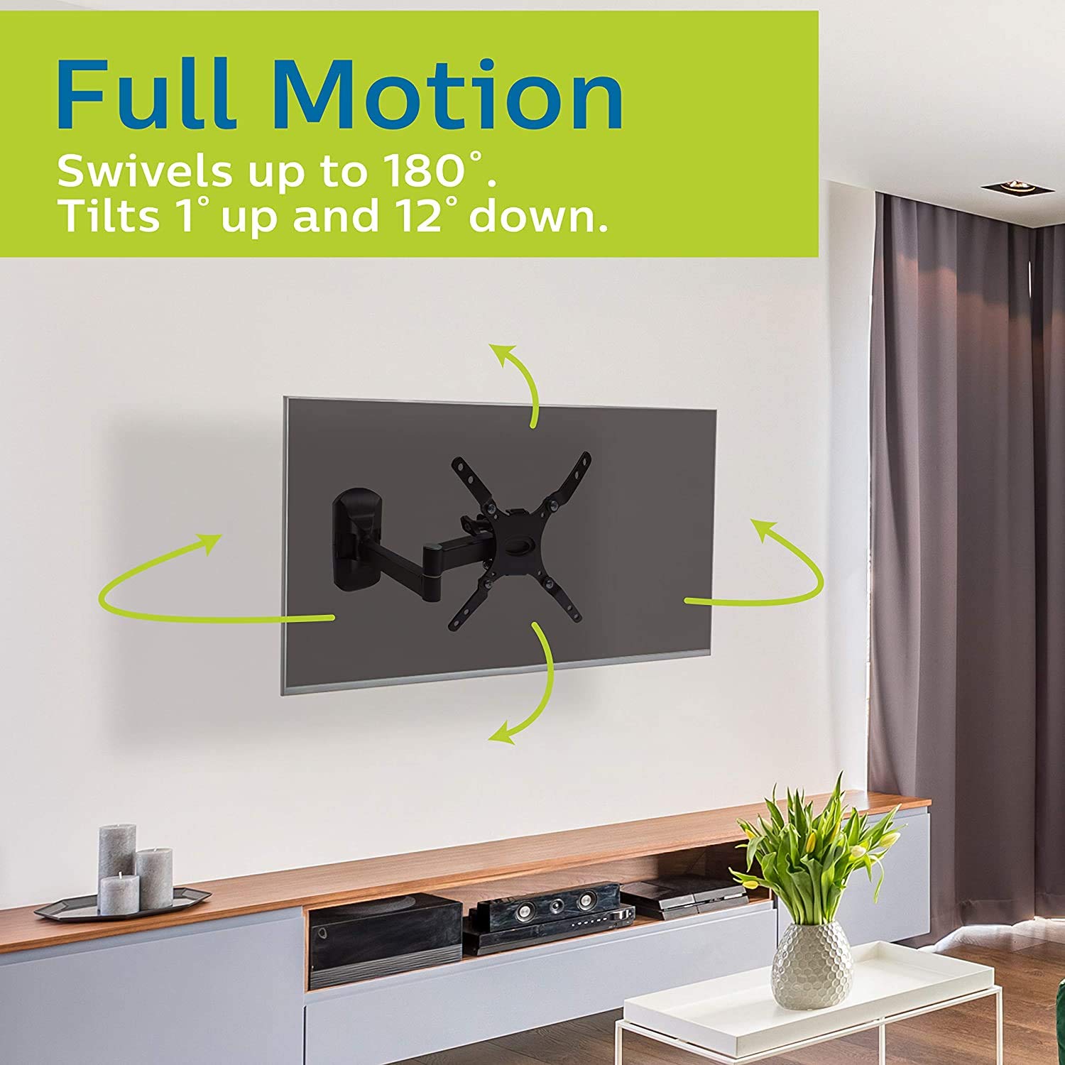 Philips SQM9222 - Supporto da Parete Universale per TV - Supporto da Parete Girevole per TV Orientabile Inclinabile Fino a 42 Pollici e 25 KG - Max VESA 200x200