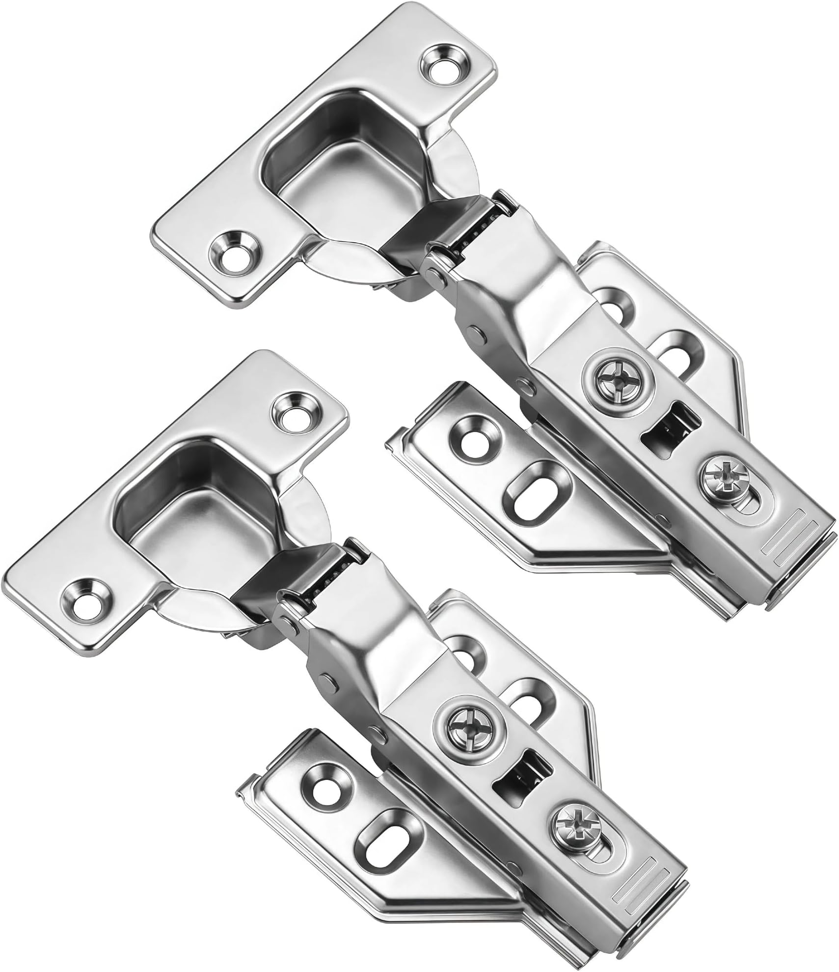 2 Pack 1 Pairs Frameless Soft Close Half Overlay Cabinet Hinges European Cabinet Door Hinges 35mm Cup Concealed Kitchen Cabinet Hinges