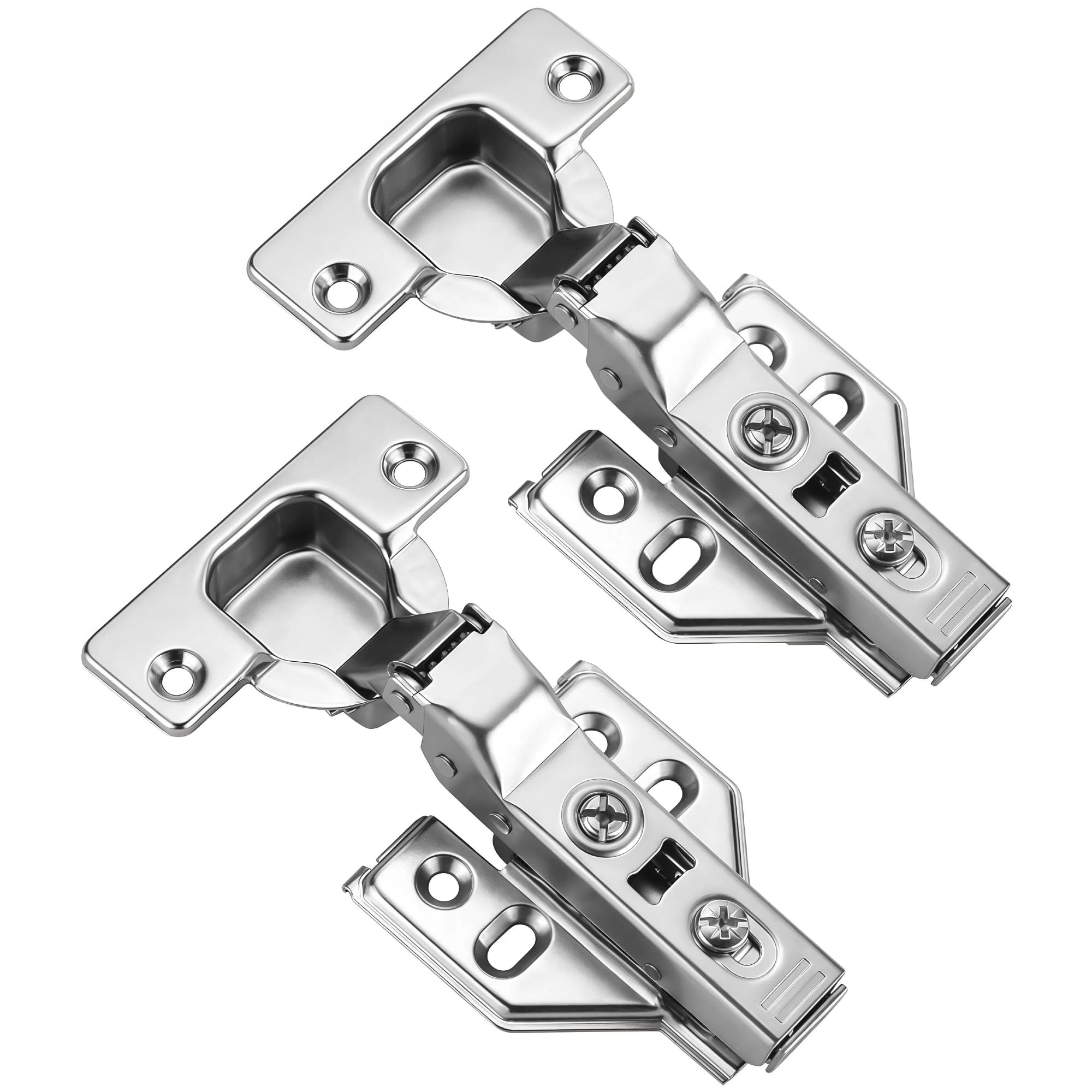 2 Pack 1 Pairs Frameless Soft Close Half Overlay Cabinet Hinges European Cabinet Door Hinges 35mm Cup Concealed Kitchen Cabinet Hinges