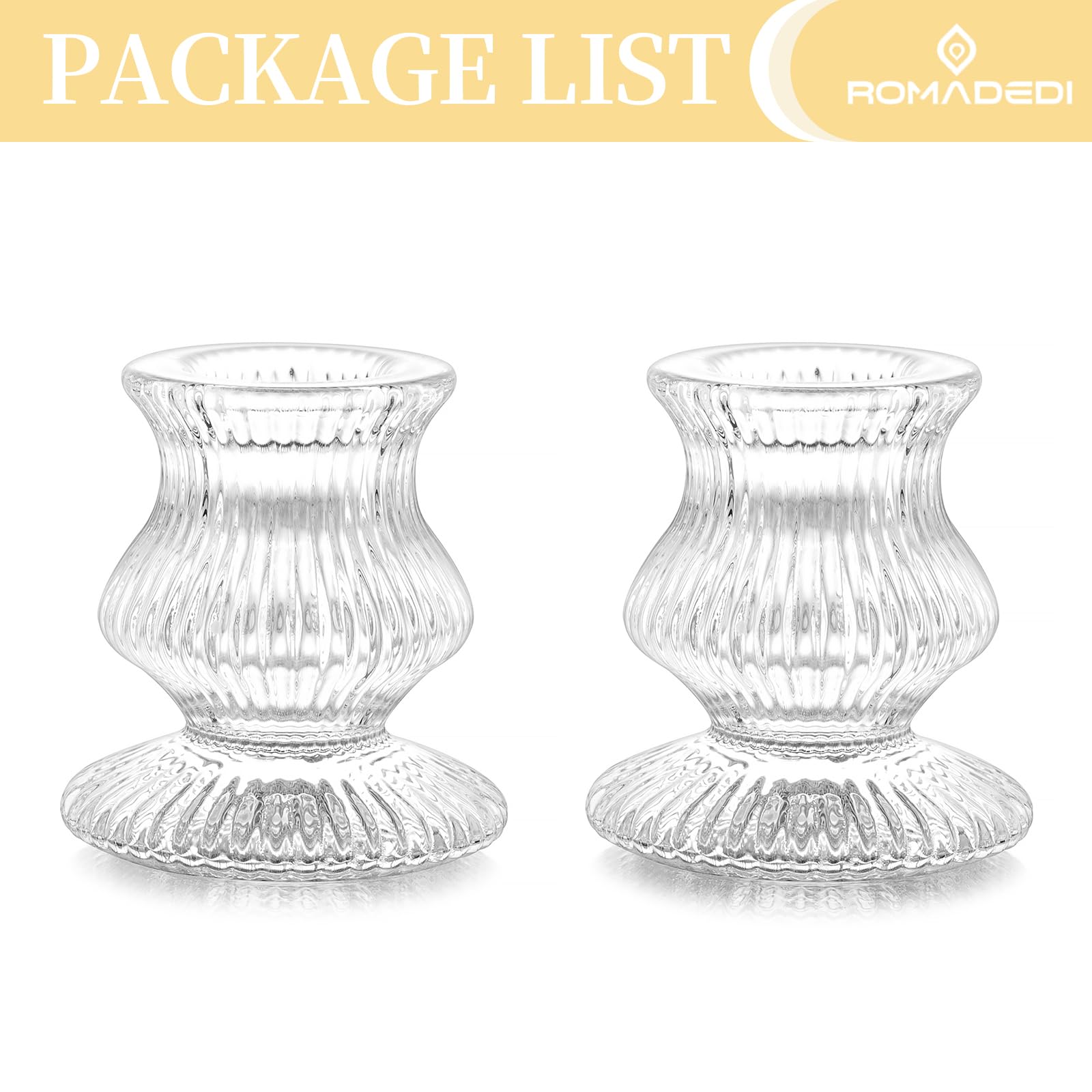Portavelas de cristal para candelabros – 2 piezas transparente pequeño y cónico candelabro, decoración de mesa de boda, centro de mesa para palitos de velas, fiesta de Navidad, sala de estar, 7