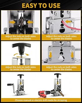 Manual Wire Stripping Machine,0.03-1 Inch Hand Crank Wire Stripper Machine,Portable Steel Frame Drill Powered Stripping Tool for Scrap Copper Wire Cable Recycling