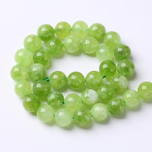 Miniatura 5 de 90 cuentas de jade de encaje verde peridoto natural de 0.157 pulgadas (0.157 in), cuentas espaciadoras redondas sueltas para hacer joyas, pulseras