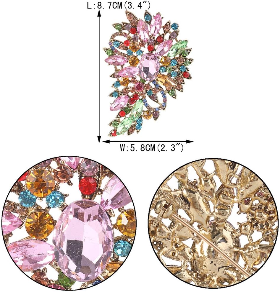 EVER FAITH Women's Austrian Crystal Wedding Flower Leaf Bouquet Brooch - Image 4