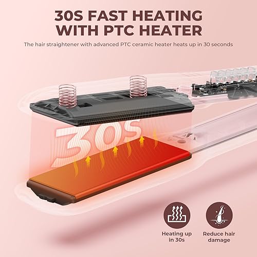 Miniatura 3 de MiroPure Plancha plana de 1.5 pulgadas, plancha de pelo con calentamiento rápido de 30 segundos y apagado automático de 60 minutos, alisador y