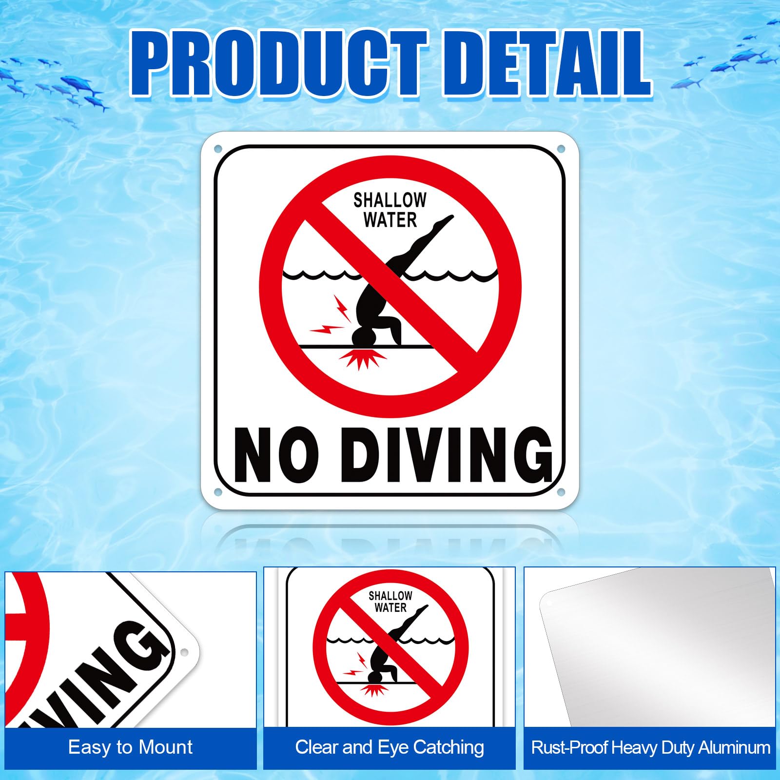 Pool Markers Florida Mua 4FT Pool Depth Markers, 6x6 Inches Vinyl Pool ...