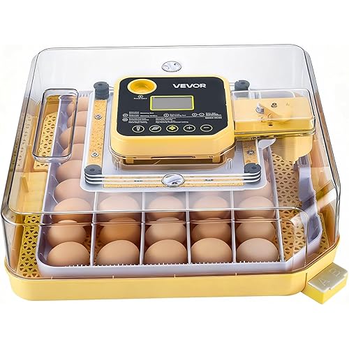 VEVOR 48 Egg Incubator, Automatic Egg Turner with LED Candler, Temperature Display & Auto Humidity Control, 360° View Clear Window, Poultry Eggs Incubator for Hatching Chicks Ducks Goose Quail