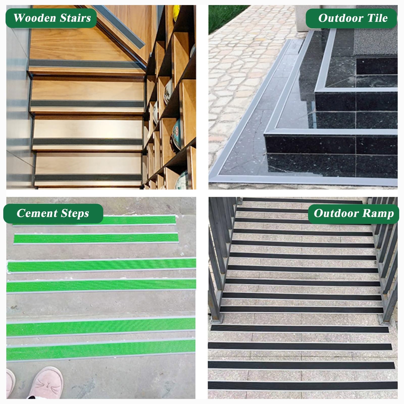 Perfil de Borde Protección Escalón Tira antideslizante autoadhesiva, protector de piso con agarre plano para escaleras/borde de borde estriado extra ancho de 60 mm para pedal de vinilo de madera para