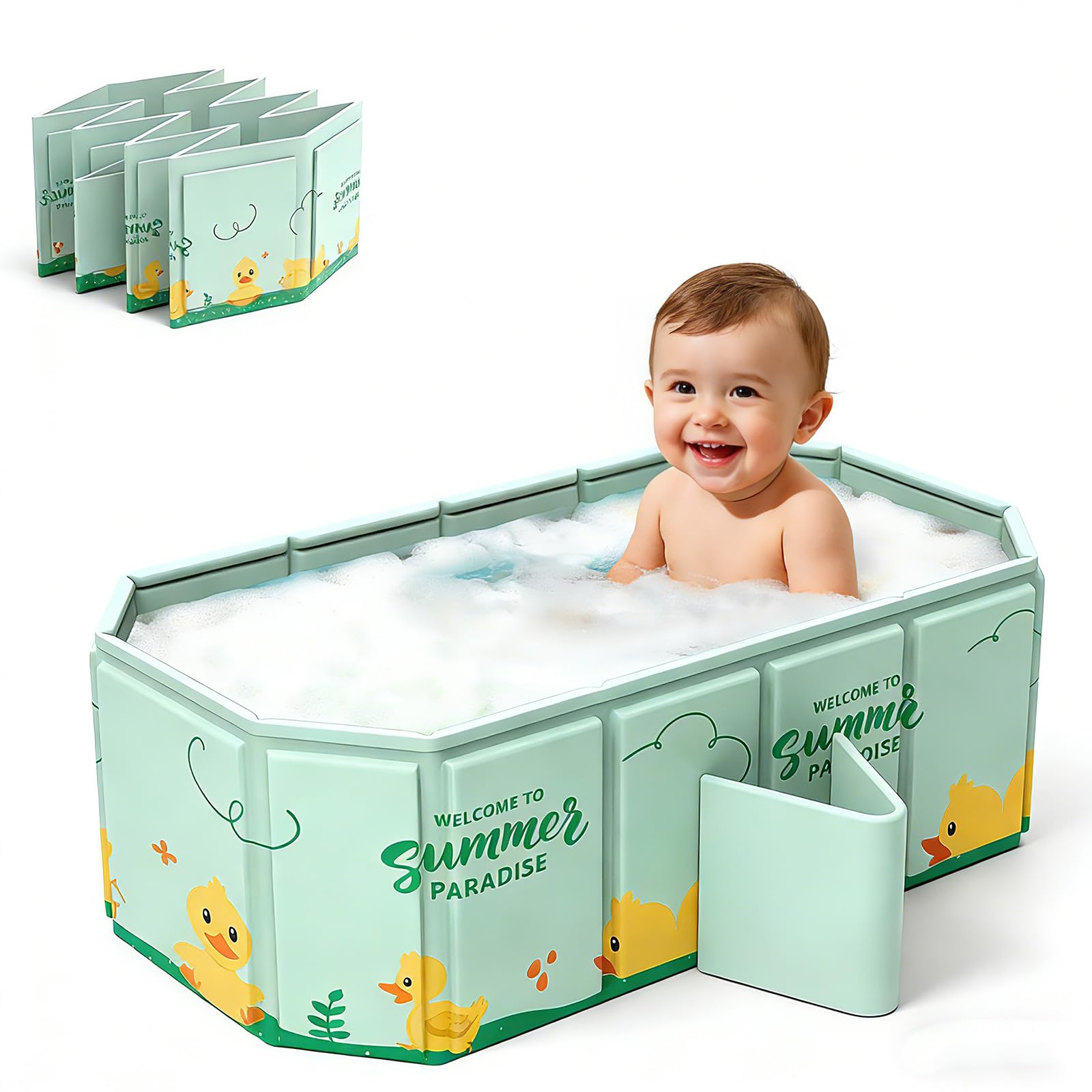 Lafisun Babybadewanne Faltbar, Tragbare Baby badewanne, Große Babywanne für 0-8 Jahre, Integrierte Badewanne mit Ablassschraube, Duschbecken(78 * 45 * 30 CM)