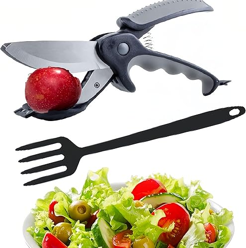 Tijeras de ensalada de cocina con tenedores de ensalada para ensalada Chop n Mix, herramienta de corte de ensalada para cortar y tirar tijeras de