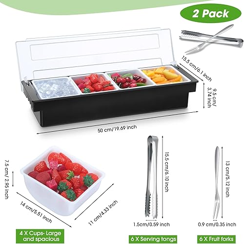 Miniatura 8 de 2 bandejas de guarnición refrigeradas por hielo, barra de cubierta, contenedor de condimentos con tapas y servidor de condimentos refrigerado