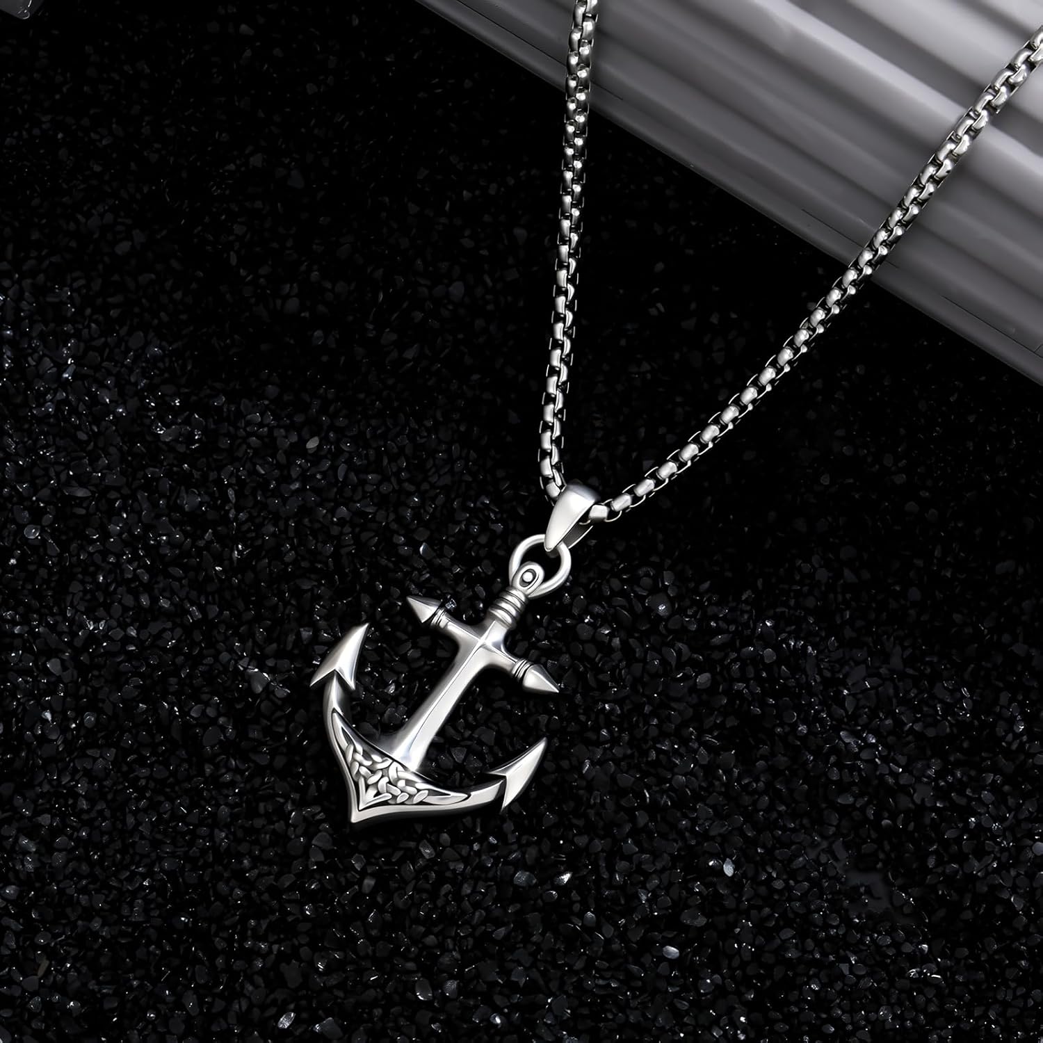 Anchor Necklace 925 Sterling Silver Celtic Knot Anchor Pendant Jewelry for Men, w/Stainless Steel Chain 22''+2'' - Image 6