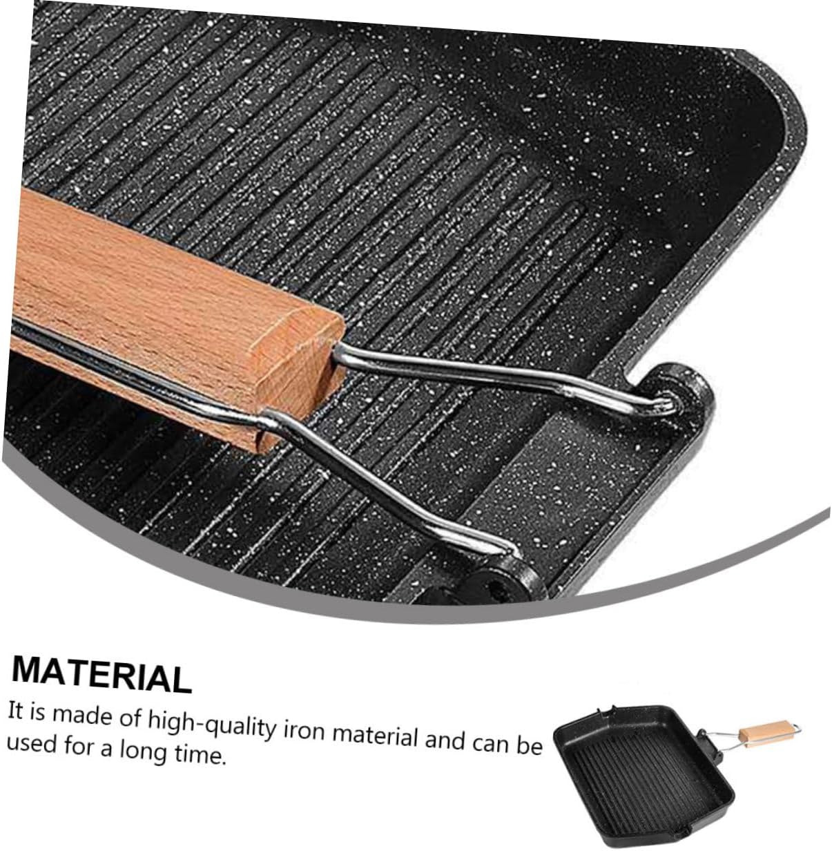 Outdoor Bbq Grill Pan Non-stick Frying Pan Iron Cookware Easy to Clean