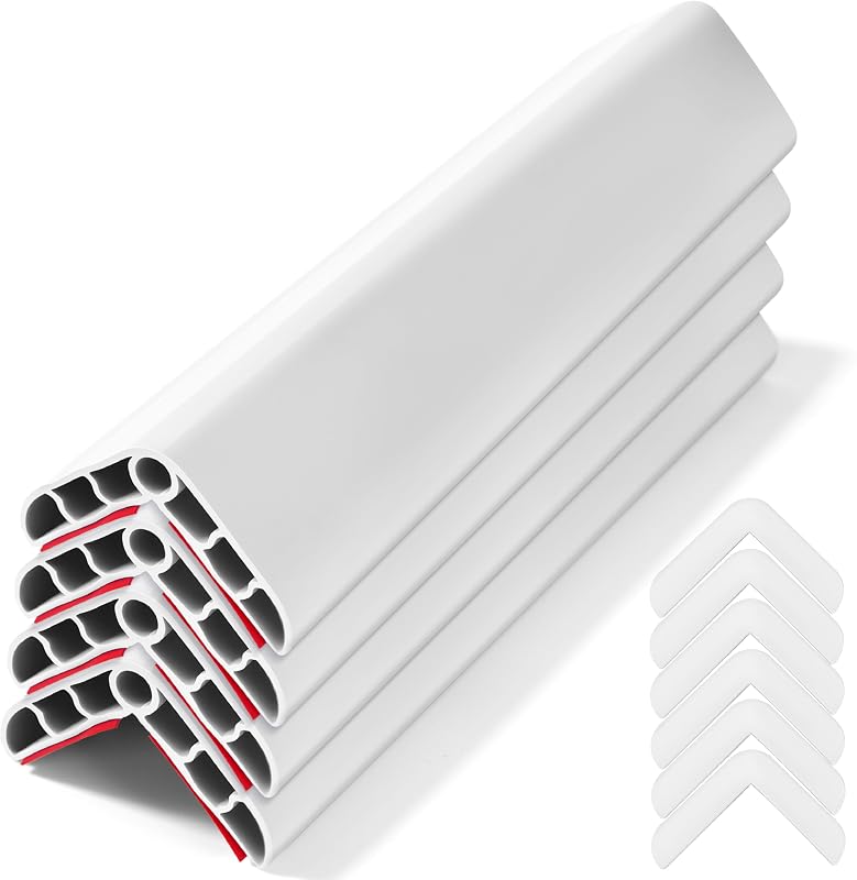 Wall Corner Edge Protector 4 Pack,1.57x1.57x23.62x0.28 inch Soft Baby Proof Corner Guards for Sharp Edges, Self-Adhesive Corner Protectors for Home, Kindergarten,Thickness-White 7mm(0.28 in)