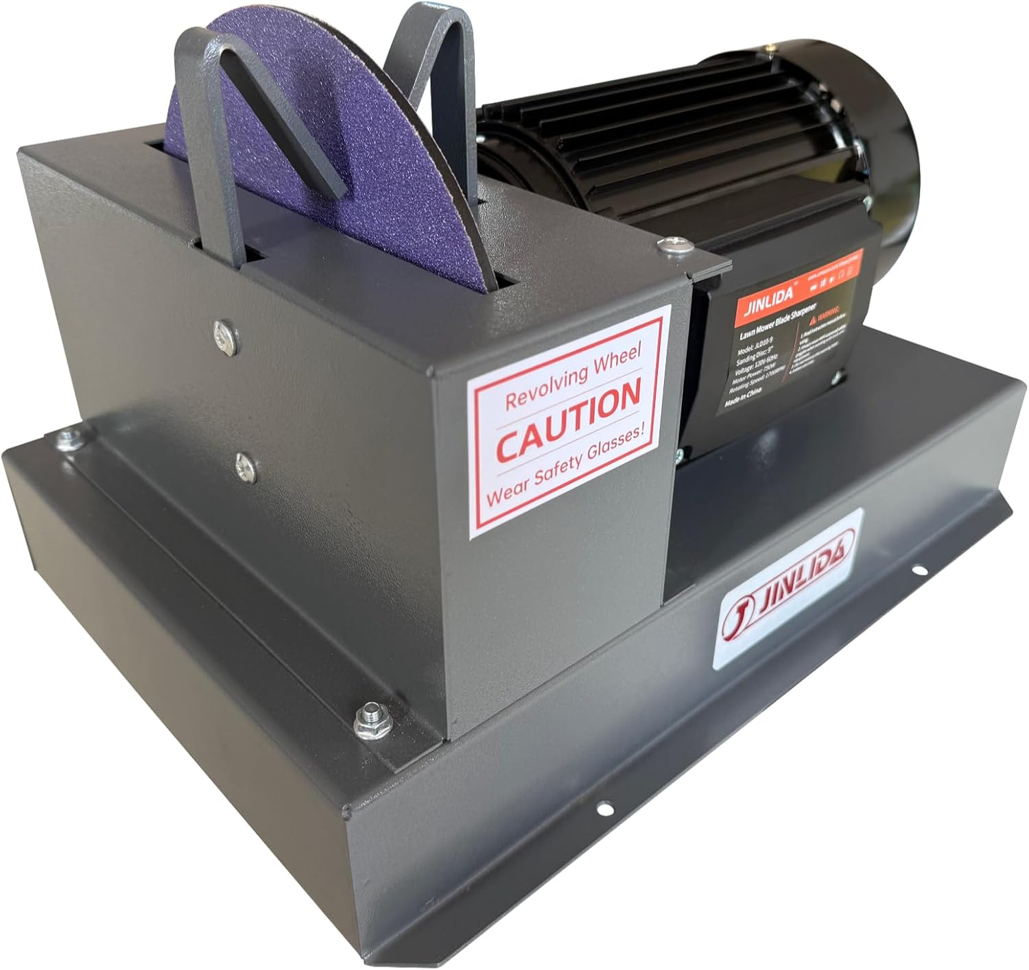 JLD10-9 Lawn Mower Blade Sharpener, 1HP 750W Lawn Lawnmower Blade Grinder with 9-inch Ceramic Grinding Wheel and Balancer and 5 Sanding Discs