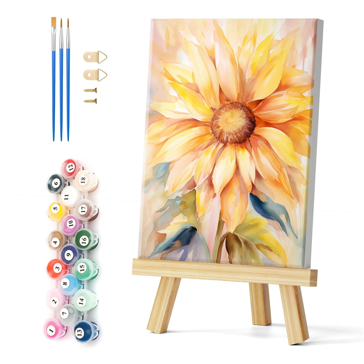 Natuyalo Paint by Numbers Kit for Adults Framed - Sunflower Paint by Number on Canvas with Frame, Flowers DIY Acrylic Painting by Number Ideal Gift