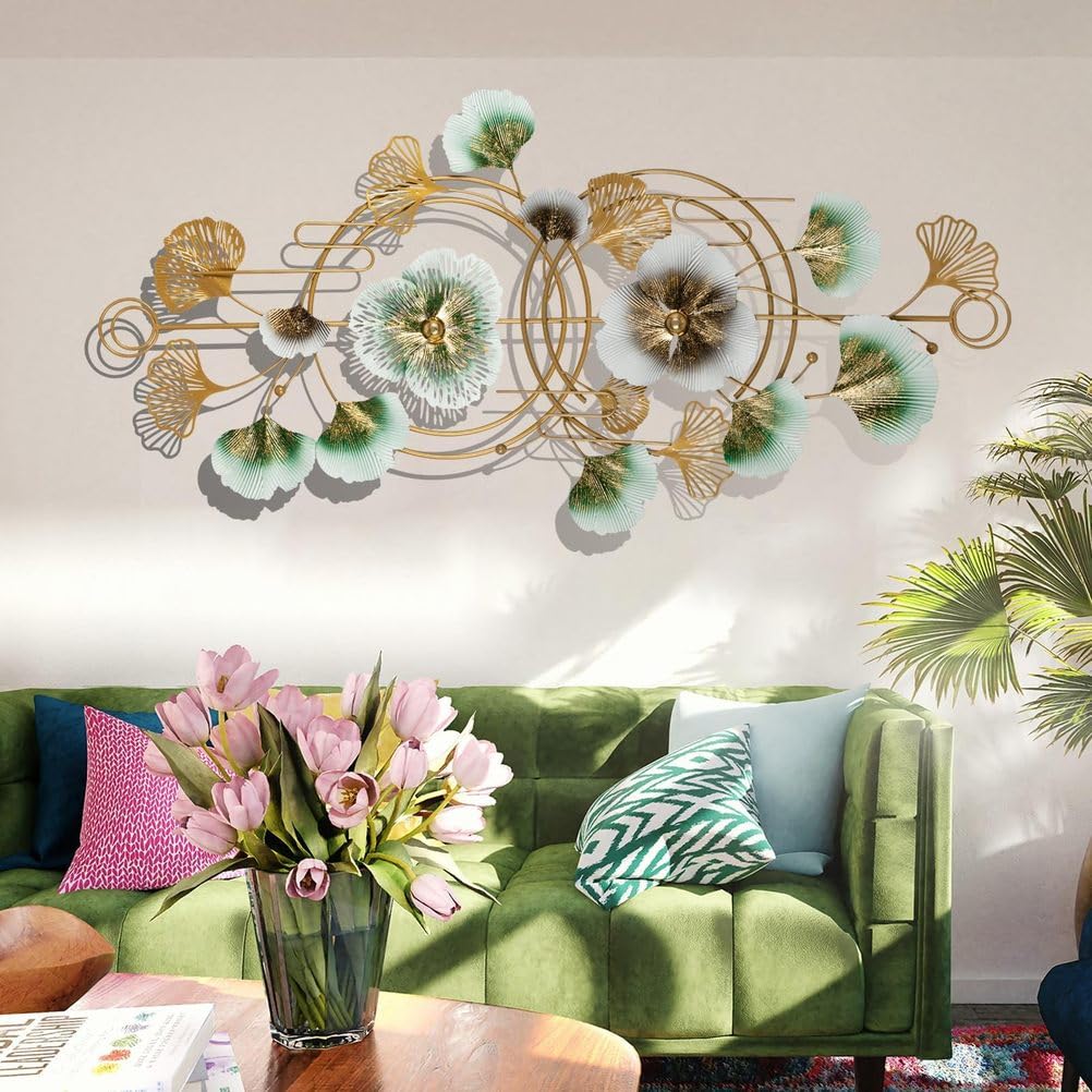 FOELANNE Metal 3D Wall Decoration Ginkgo Leaves