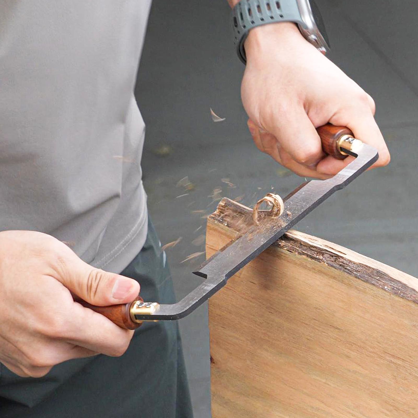 Couteau à Dessiner, Outil de Rasage de Tirage Outil de Rasage de Tirage D'écorçage à Couteau Incurvé/Droit pour Bûches D'élimination L'écorce Des Arbres
