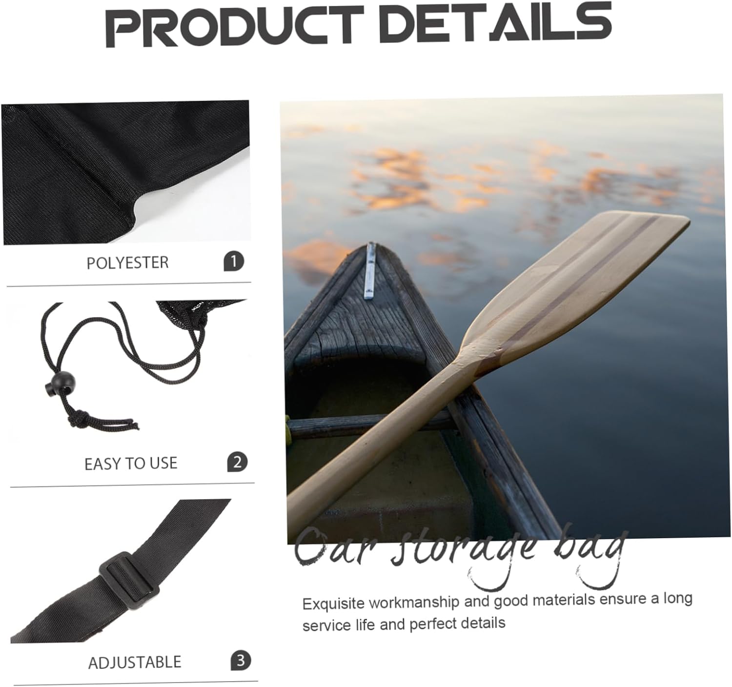 POPETPOP Canoe Paddles Organizer Portable Storage Bag Waterproof Dry Mesh Carrier Boat Multifunctional Wet Bag