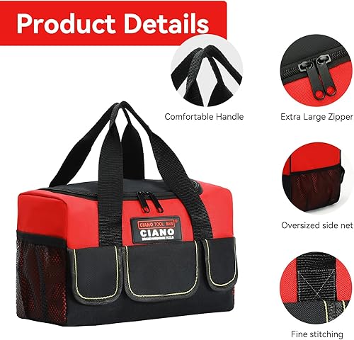 Miniatura 3 de Bolsa de herramientas pequeña de 12 ", diseño de 8 bolsillos, bolsa de herramientas suave, bolsa de trabajo de pequeña capacidad para herramientas