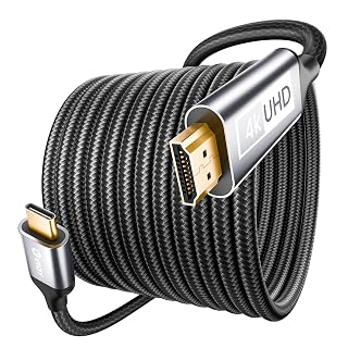 VIOY USB C to HDMI Cable 6.6 FT, 4K@30HZ Type c to HDMI Braided Cord(Thunderbolt 3/4) Compatible for MacBook Pro/Air, iPhone 16/15 Pro/Max, iPad, Dell XPS Series, Galaxy, Projector, Monitor, TV - Amazon product rated Grade A