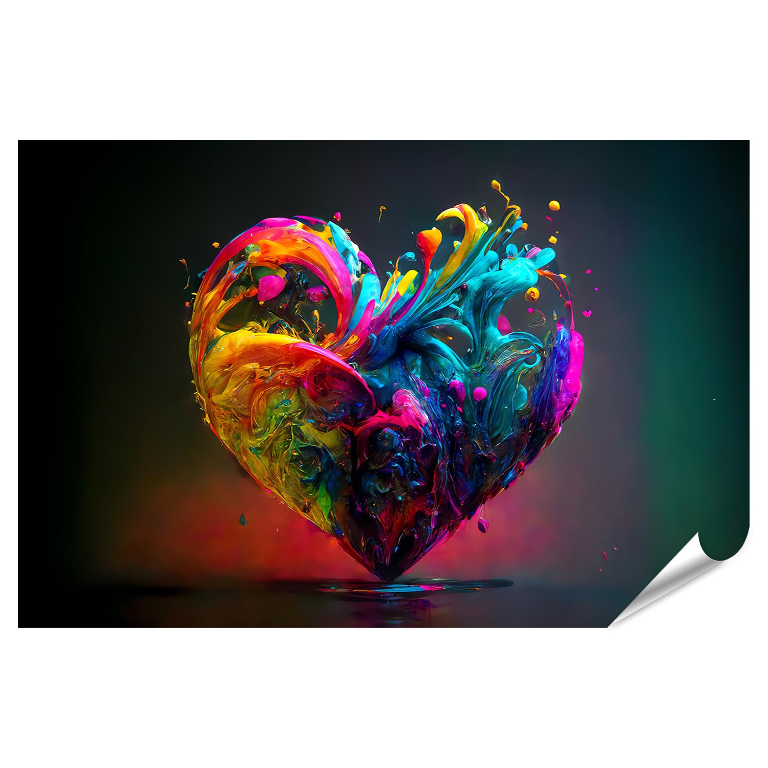 islandburner Prime XXL - Poster a forma di cuore colorato in colori e forme, stampa fotografica