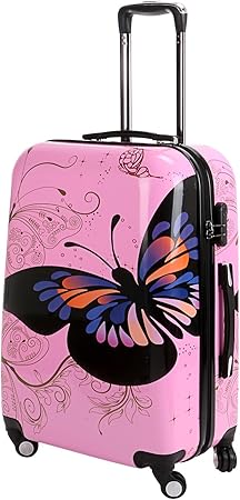 pink 4 wheel suitcase